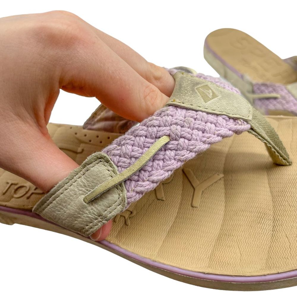 Sperry Topsider Leather Oar Creek Woven Flip Flip Sandal - Picture 10 of 12